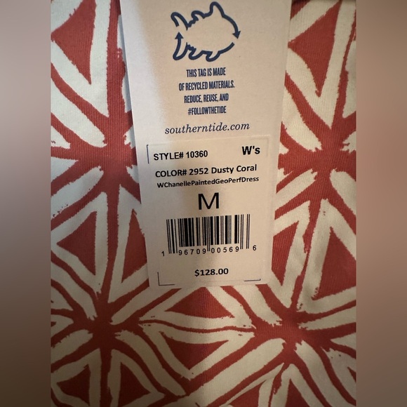 Southern Tide-Women's Chanelle Performance Geo Dress-Dusty Coral-size M-NWT - Picture 10 of 11